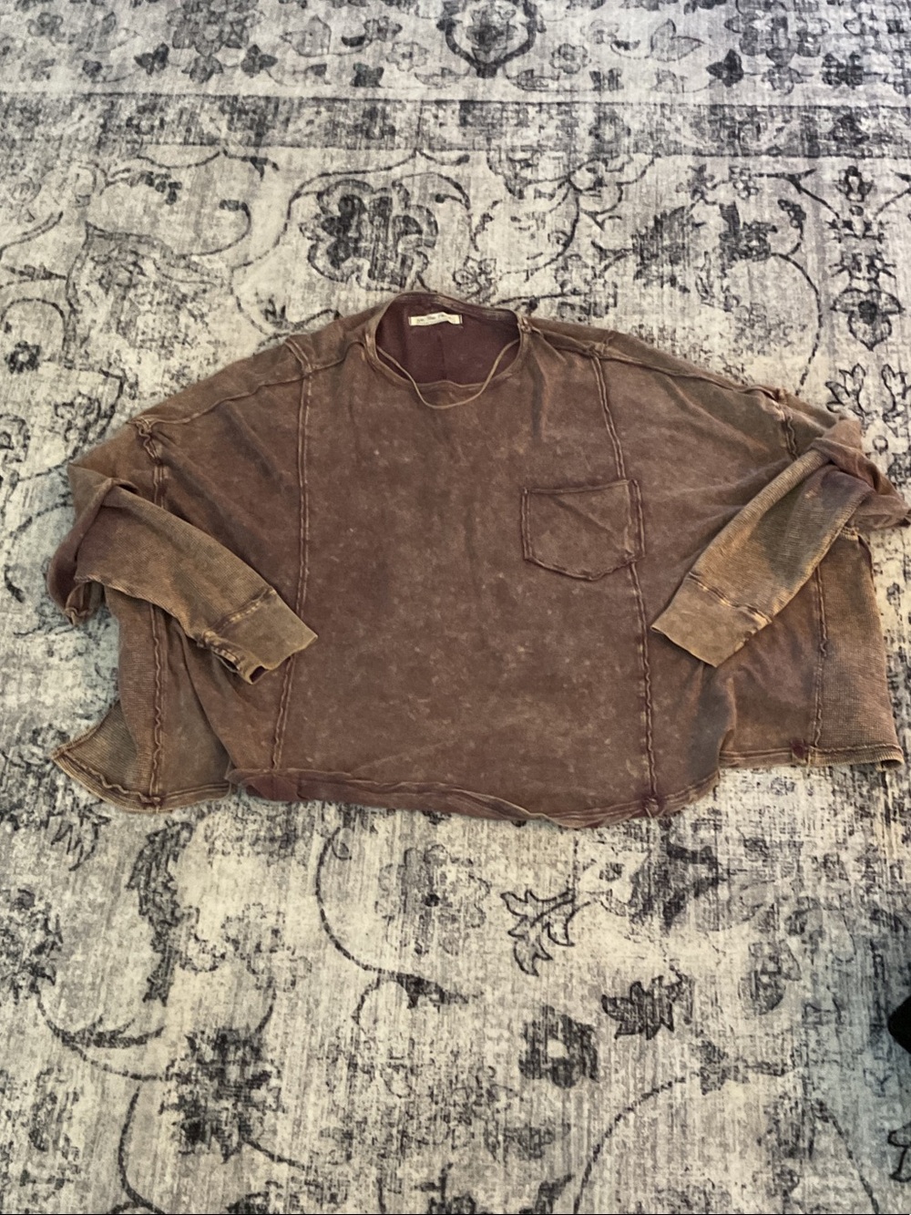 Free the people Washed Brown Oversized Crewneck shirt